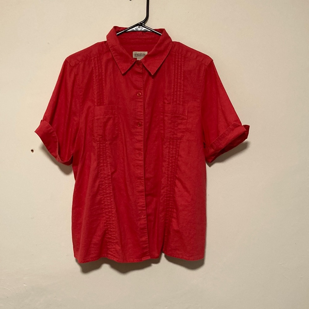 Classic Elements red button down top